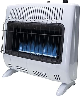Mr. Heater MHVFBF30NGT 30,000 BTU Vent Free Blue Flame Natural Gas Heater - Wall Mount Space Heater For Cold Rooms, Sun-rooms, and more - White