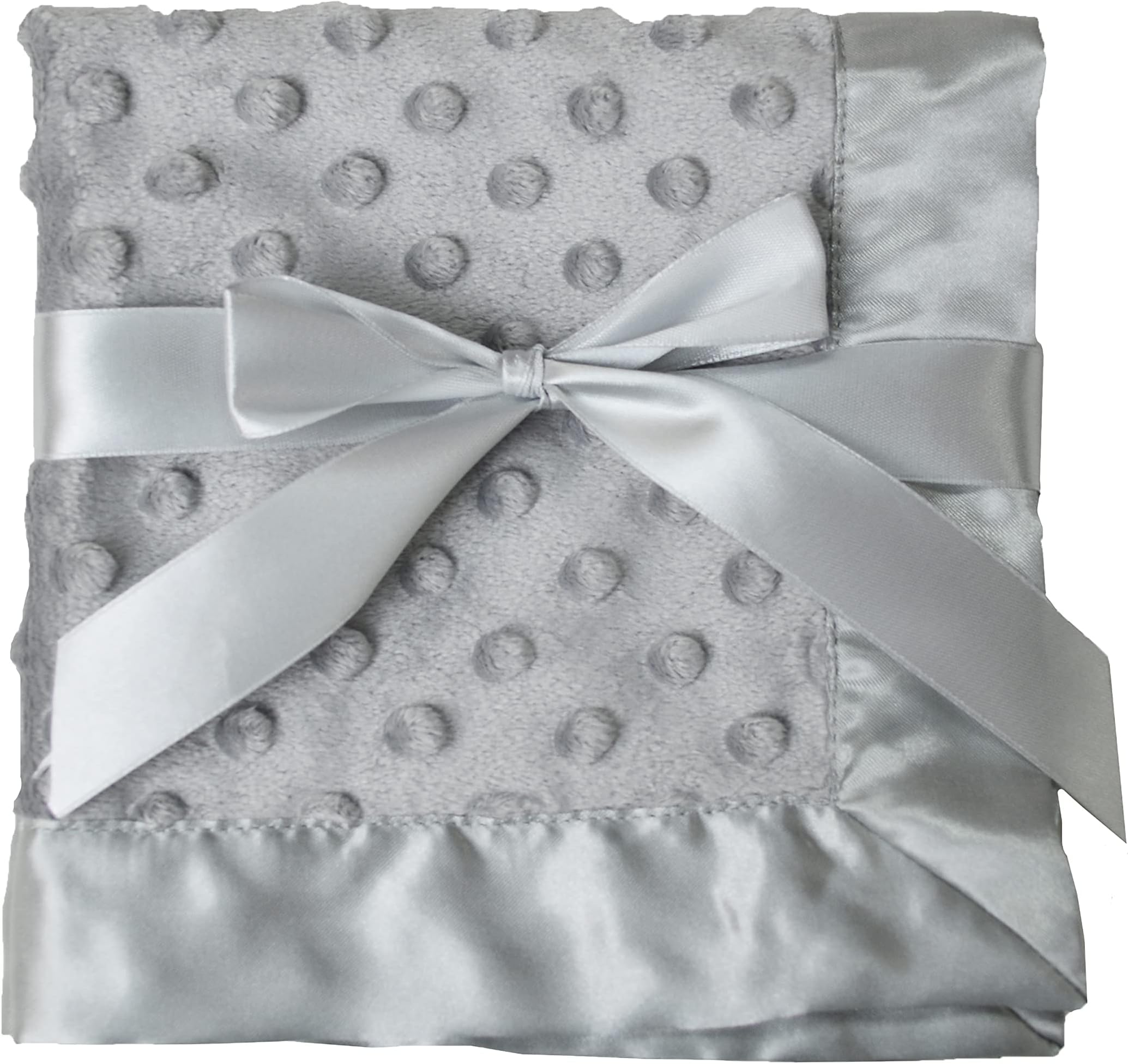 American Baby Company Heavenly Soft Chenille Security Blanket (14" x 14"), 2-Layer Design with Minky Dot & Silky Satin, Gray, for Boys and Girls