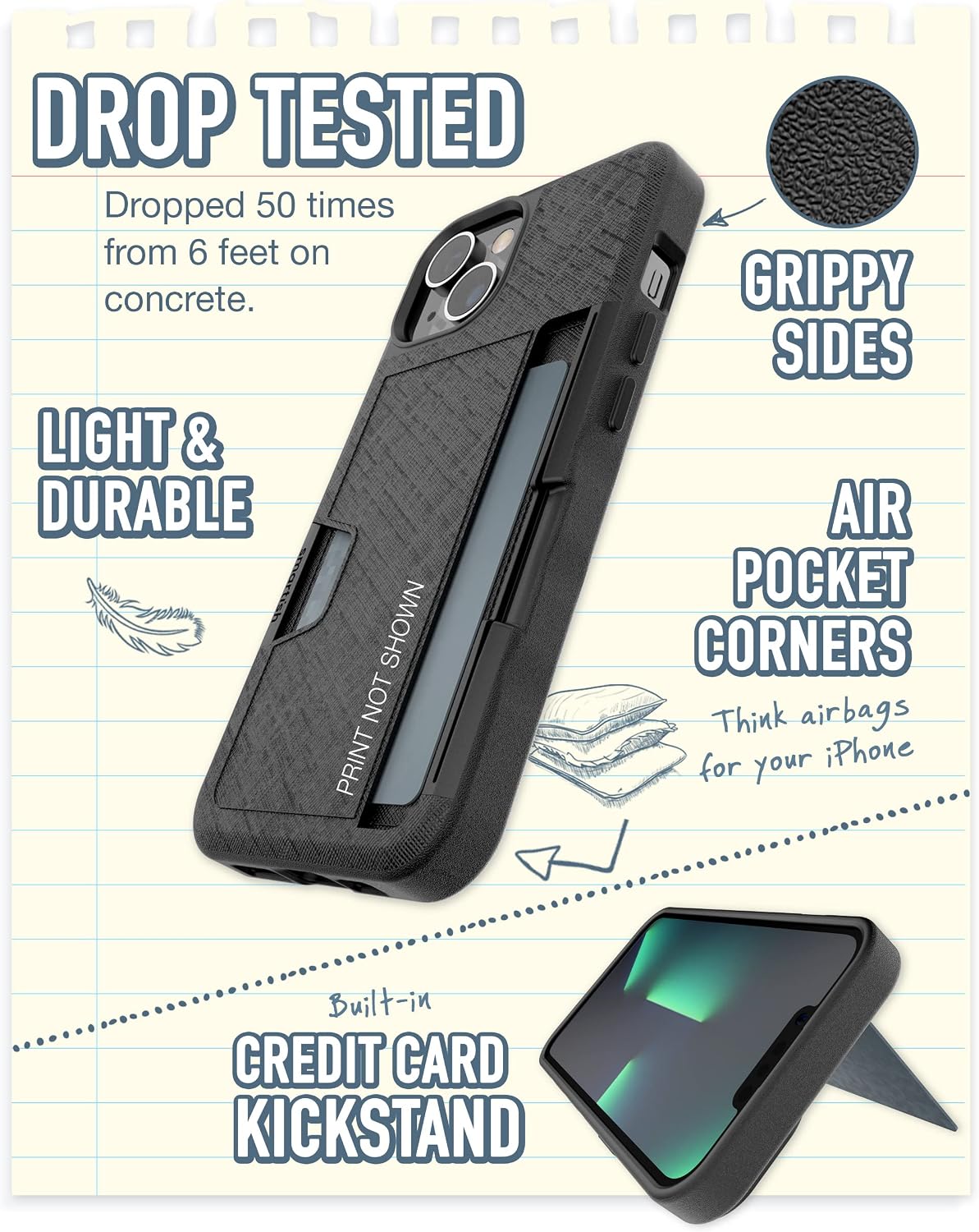 Smartish® iPhone 14 Wallet Case - Wallet Slayer Vol. 2 [Slim + Protective] Credit Card Holder w/Kickstand - Drop Tested Hidden Card Slot Cover Compatible w/Apple iPhone 14 - Custom Prints