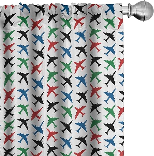 Miniatura 24 de Lunarable Cortinas amarillas, inspiradas en el picnic de los años 50, 60 y 70, diseño de lunares retro con estampado de lunares, tratamientos de