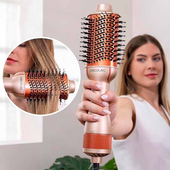 Cecotec CeramicCare Single Peach Volumizing Air Brush, 1200W, Detangles, Dry, Volume, Smoothes and Waves, Ceramic Coating with Keratin and Argan Oil, 3 Modes