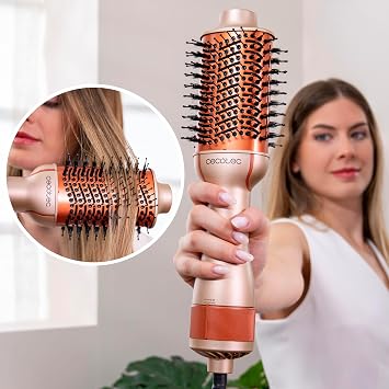 Cecotec CeramicCare Single Peach Volumizing Air Brush, 1200W, Detangles, Dry, Volume, Smoothes and Waves, Ceramic Coating with Keratin and Argan Oil, 3 Modes