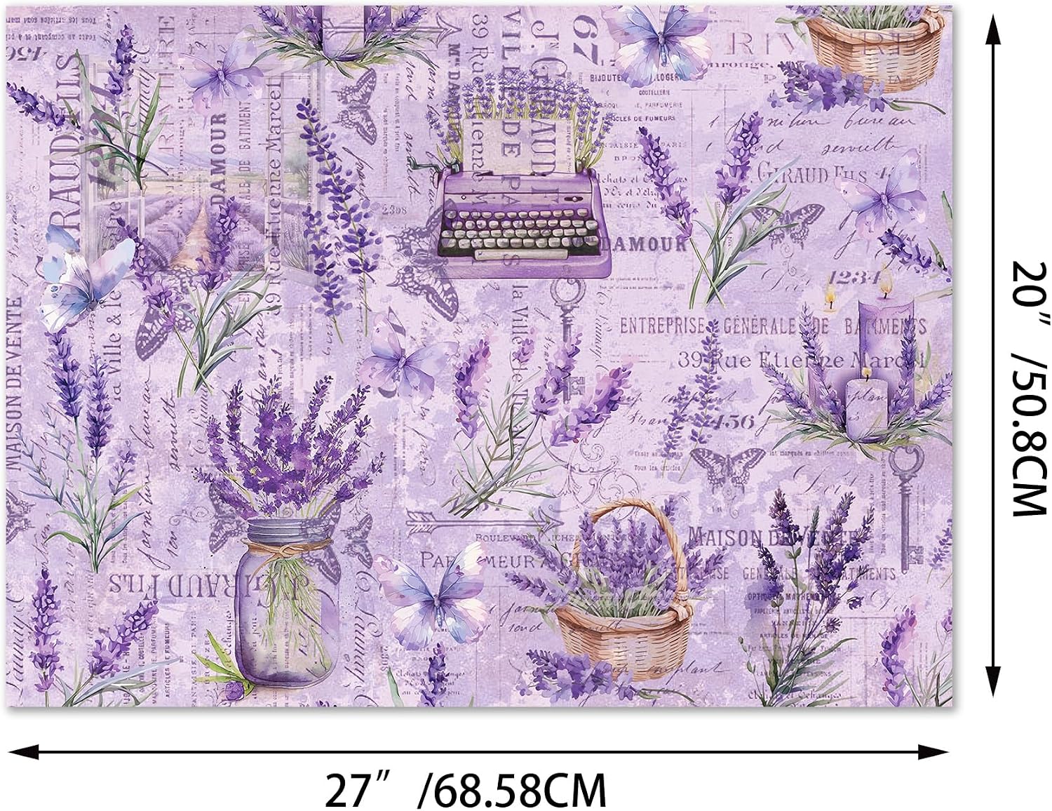 JOINFANXIN Lavender Wrapping Paper 12 PCS, Purple Lavender Butterfly Pattern Gift Wrap Paper DIY Crafts Decoration for Birthday Wedding Holiday Party Supplies(Folded) image 3