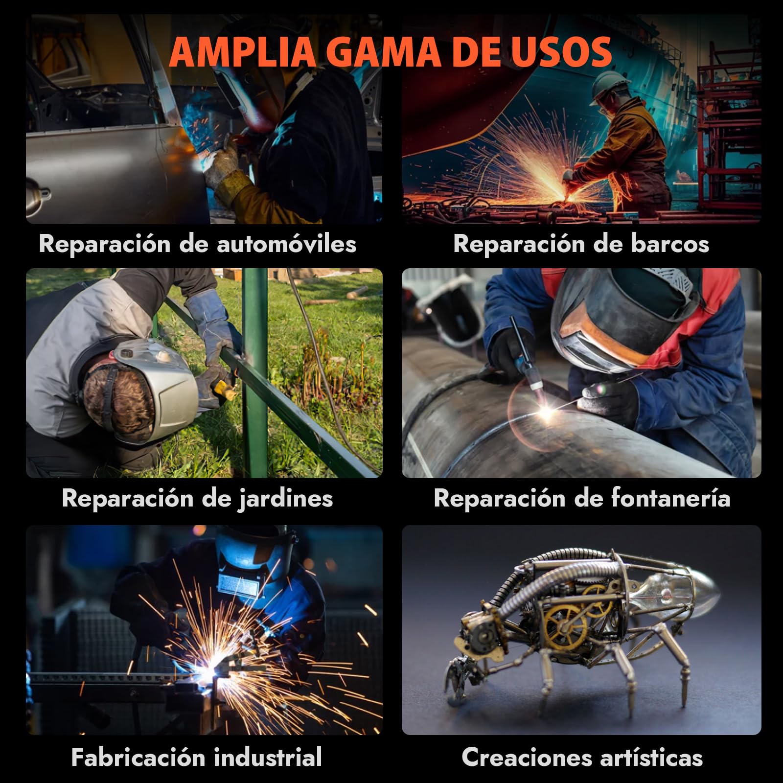 HITBOX 4 en 1 Soldador Hilo Continuo Sin Gas 140A 230V Digital Portátil Soldadora MIG ARC LIFT TIG Spool Gun con Pantalla LED Ultraclara, Ideal para Soldadores Principiantes