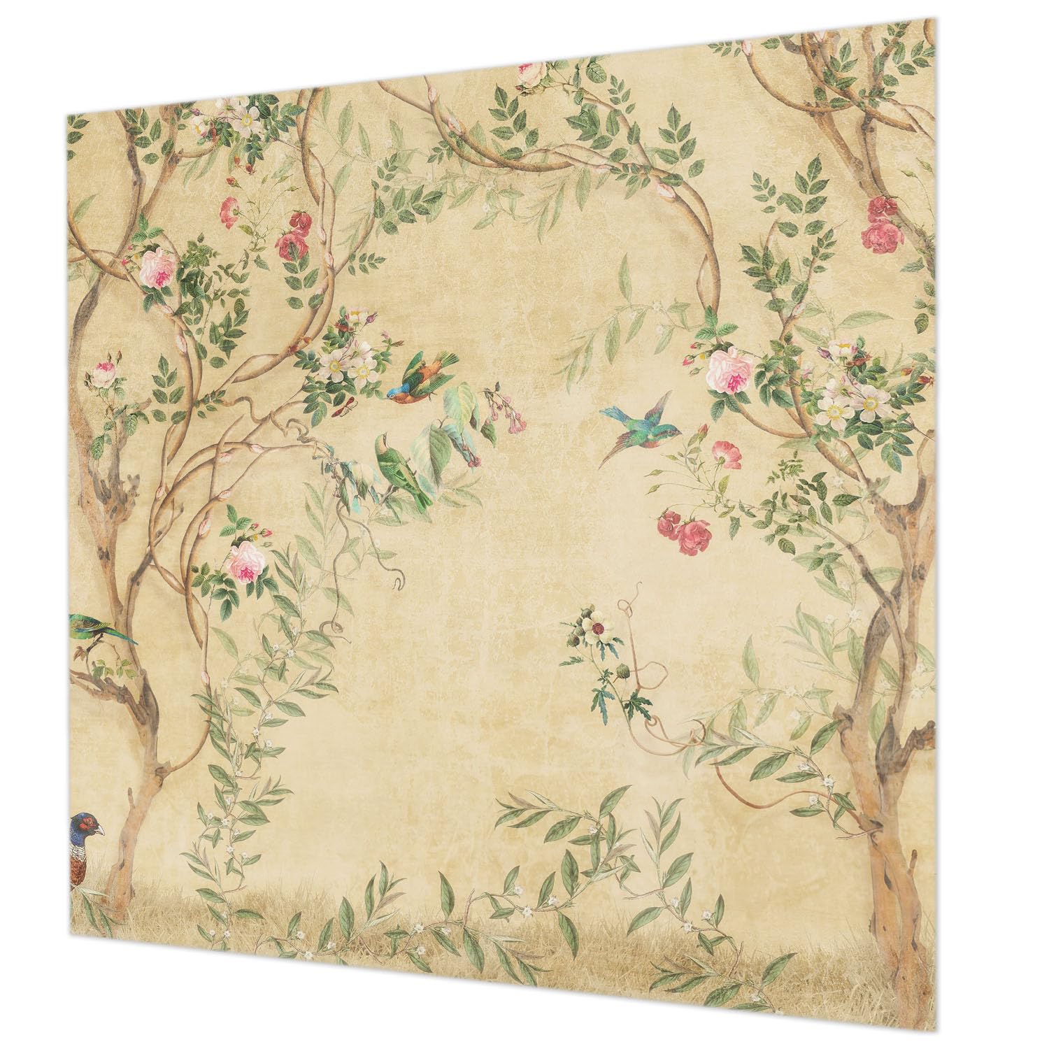 Tapisserie intissée floral 250x250 cm pour salon et chambre avec colle