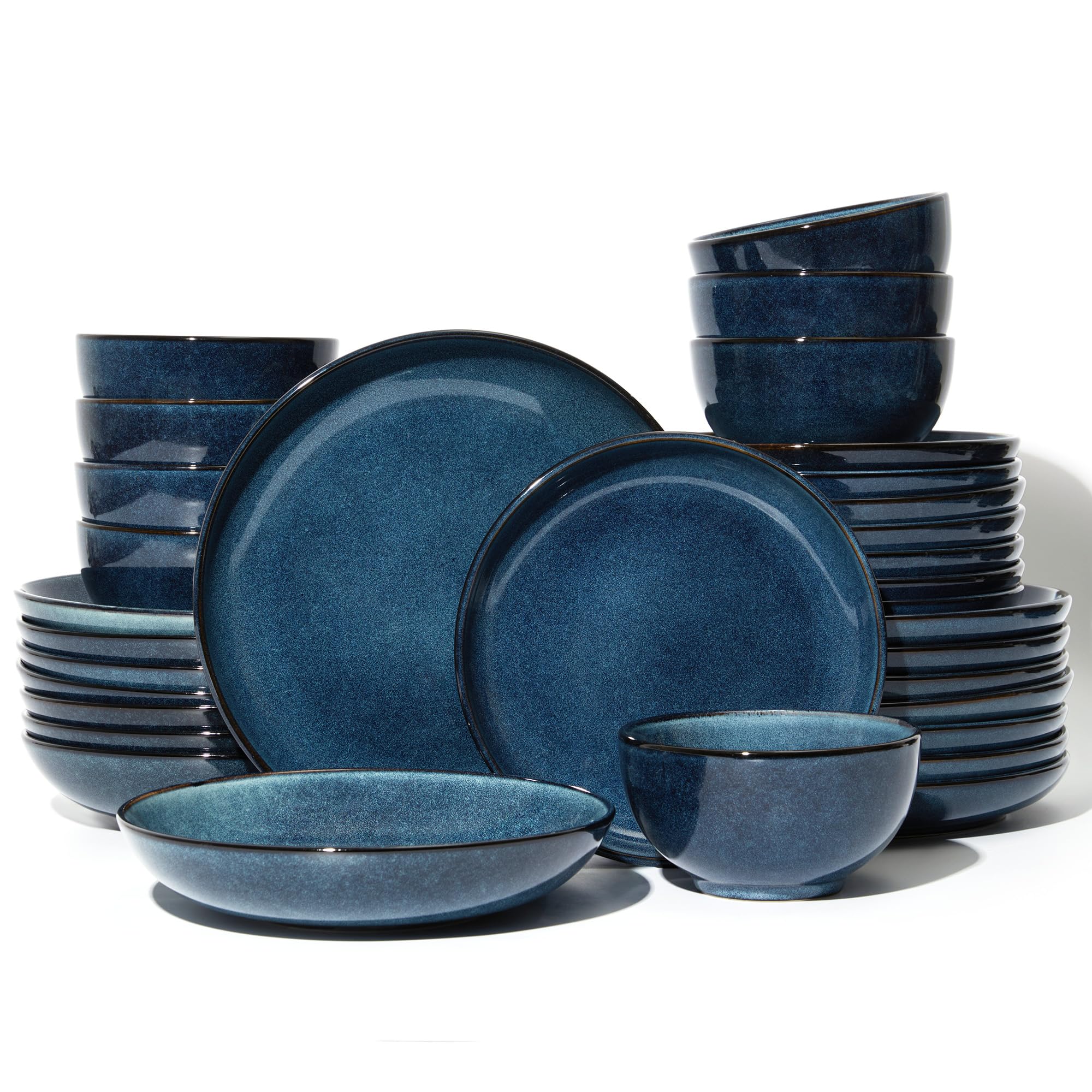 Pokini Stoneware Dinnerware Sets for 8, 32pcs Plates and Bowls Sets Dishes