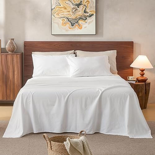 100% Linen Sheets Queen Size,Breathable & Durable 4-Piece Bed Flax