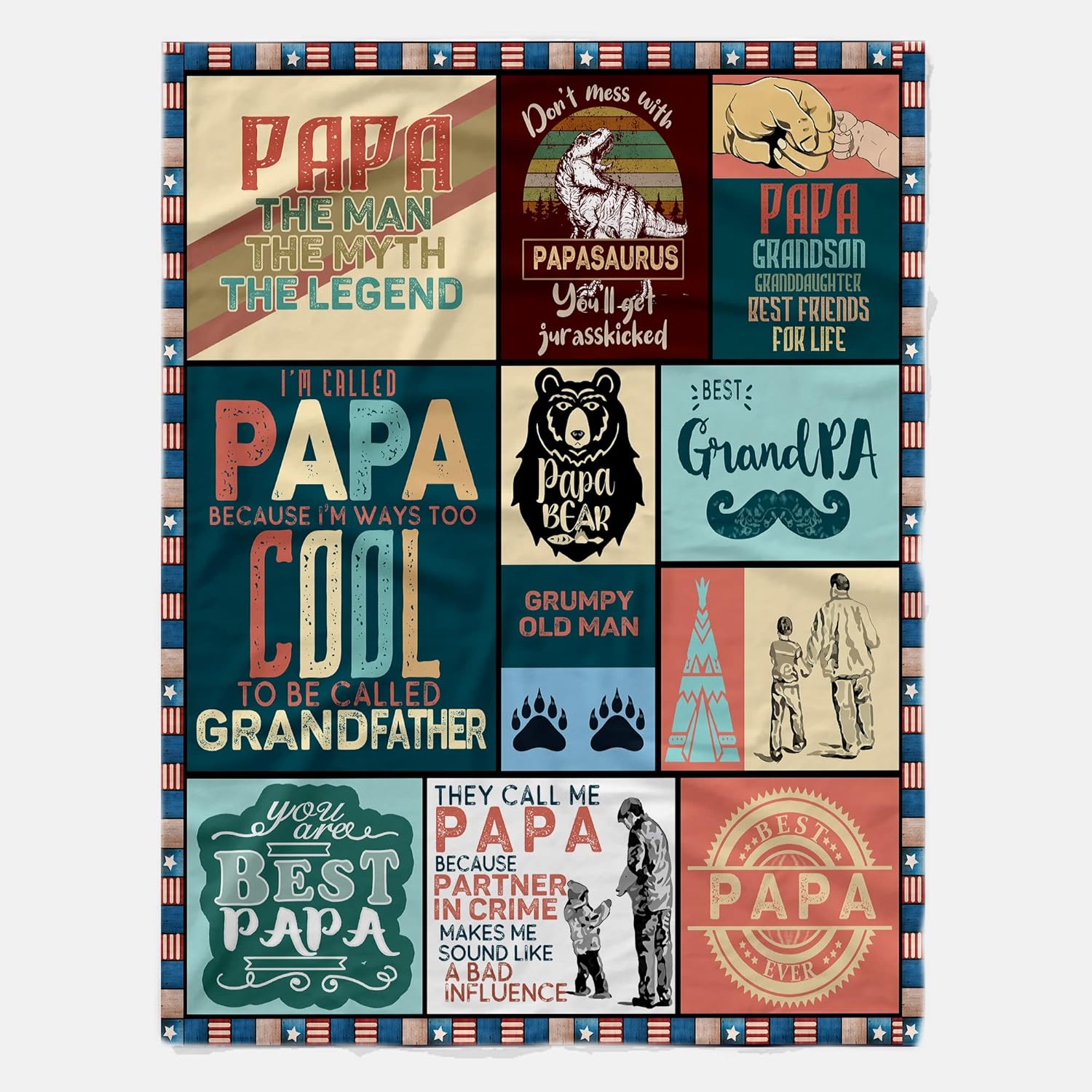 Papa Bear Throw Blanket Papa Bear Gifts for Dad Grandpa from Son Daughter for Men Father Dad Grandfather Birthday Gifts for Men Grandpa Papa from Kids for Papa - Image 7