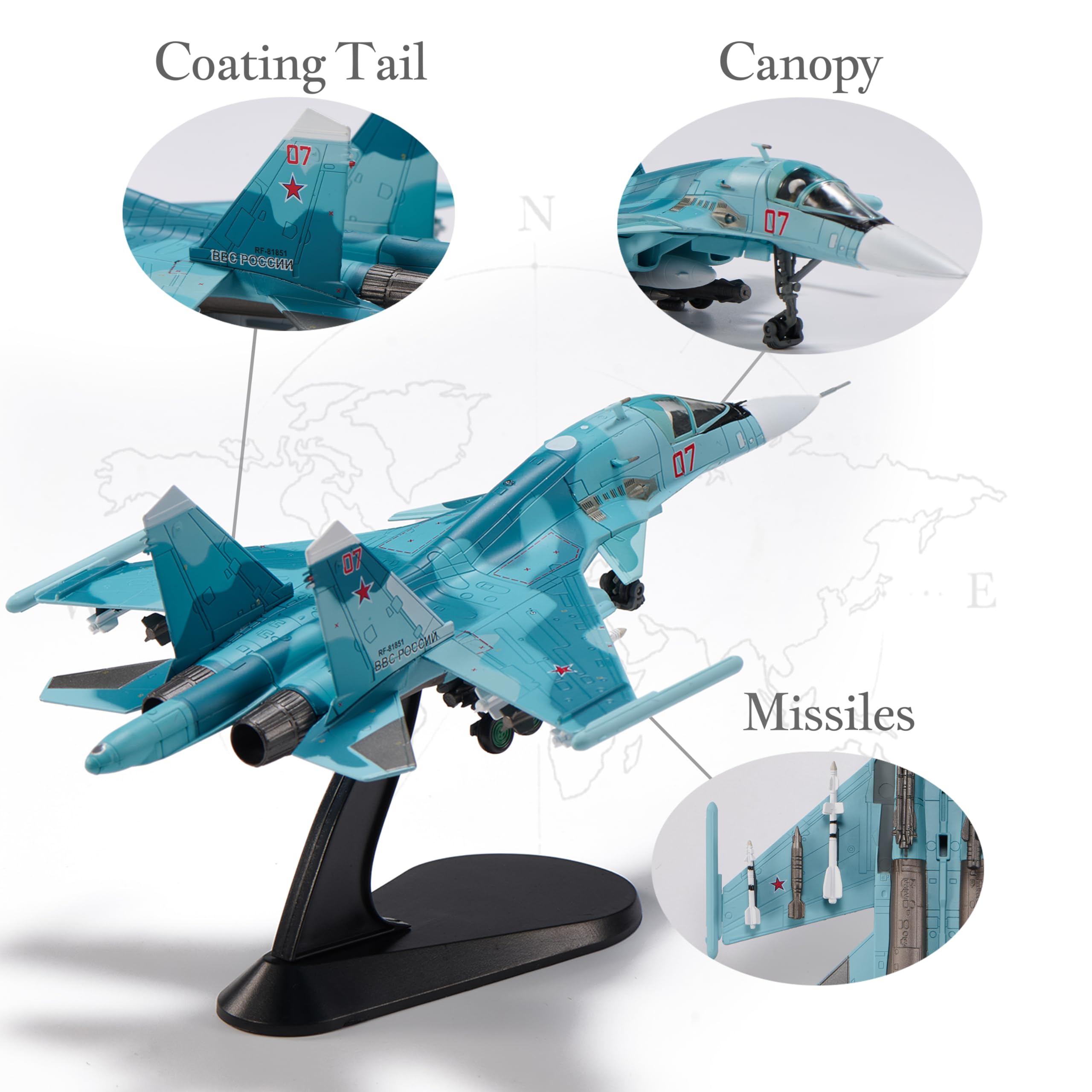 Amazon.co.jp: Udnorbay Su 34 フルバック戦闘機モデル 1/100 合金