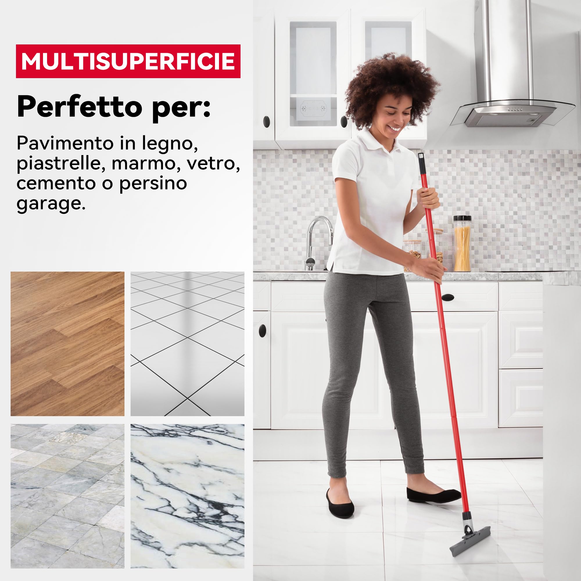 Tyroler Tira Acqua Pavimenti esterno da 30 cm | Testa in Silicone 100% | Manico Antiruggine da 140 cm tergipavimento spingiacqua | tiraacqua pavimenti esterni | tiracqua per pavimento