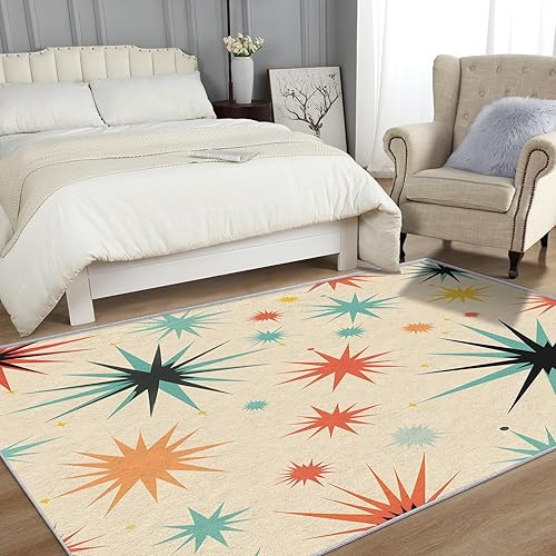 Miniatura 2 de Atomic - Alfombra moderna de mediados de siglo para dormitorio, sala de estar, decoración del hogar, alfombra retro de los años 50, lavable y