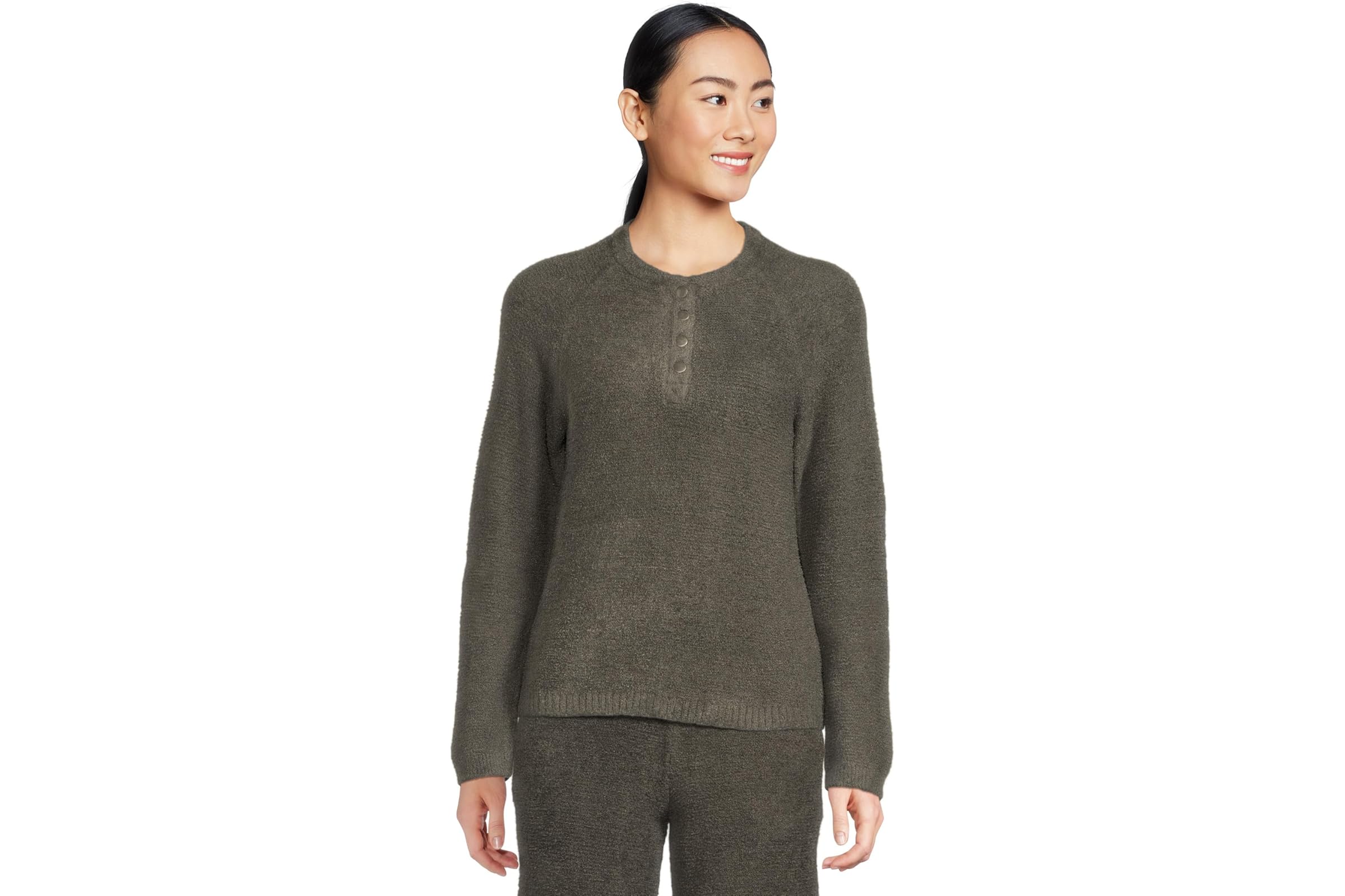 Barefoot Dreams Cozychic Lite Textured Raglan Sleeve Henley
