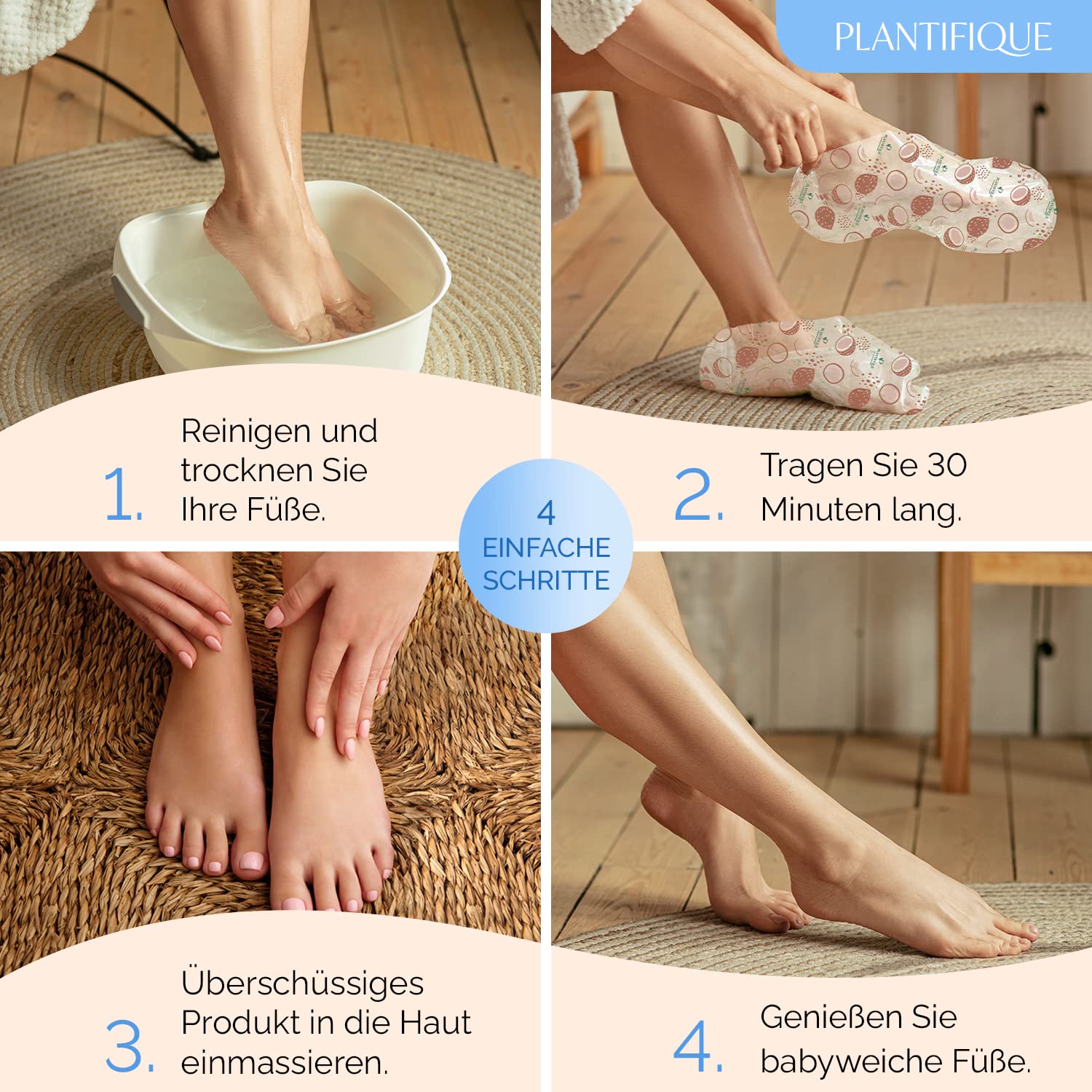 PLANTIFIQUE Maschera Piedi Esfoliante - Trattamento Calli e Duroni, Peeling Piedi Forte - Pesca 1 Paia & Maschera Piedi Idratante - Calzini per Piedi Secchi - 2 Paia