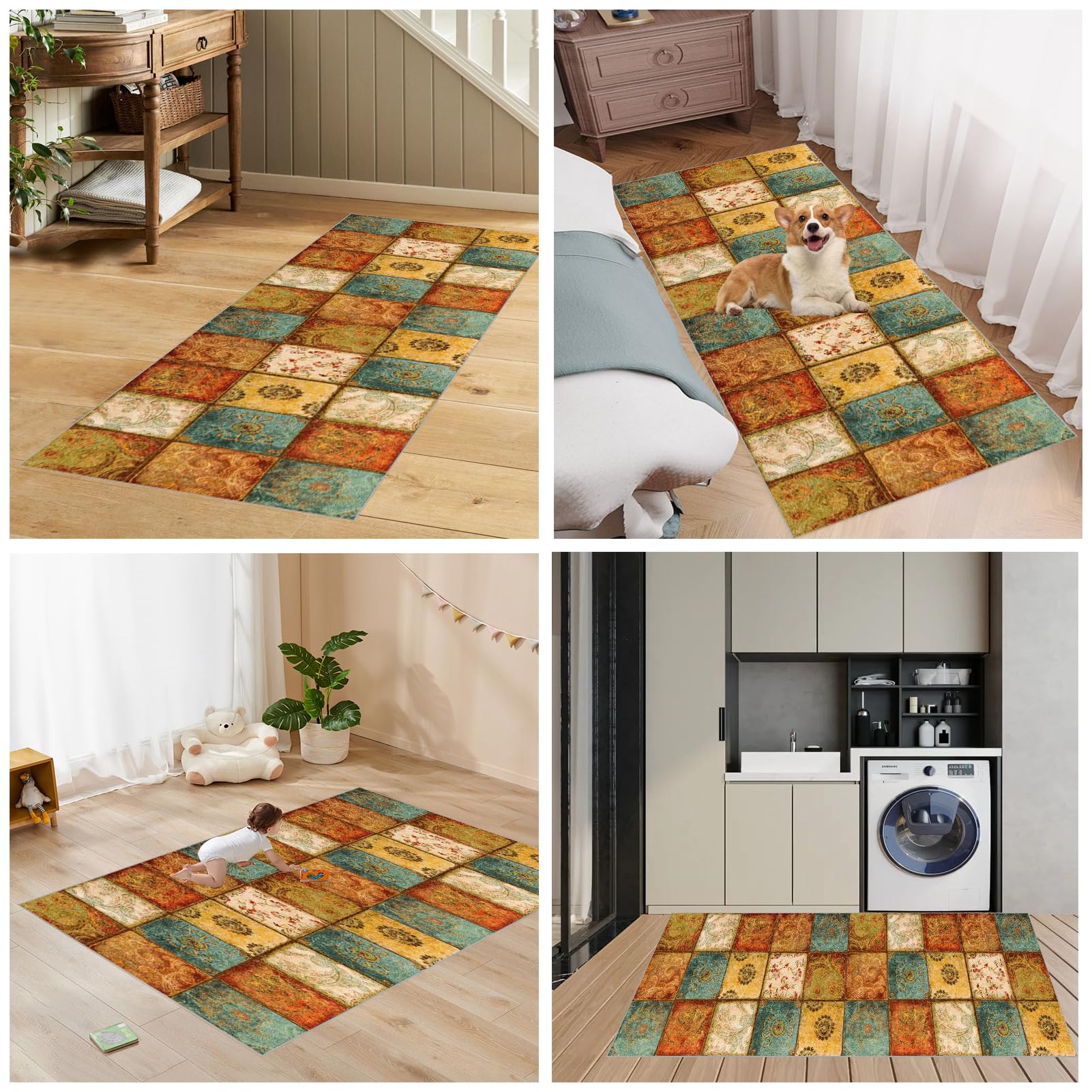 Tappeto Passatoia Corridoio 100 x 220 cm Antiscivolo Tappeto per Cucina Tappeto Ingresso Interno Lungo Tappeto Passatoia Corridoio Lungo per Corridoio Salotto Camera da Letto Bagno