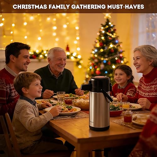 Miniatura 39 de Jarra térmica de café de 2L/68 onzas, doble pared al vacío de acero inoxidable 304, termo aislado de acero inoxidable, 24 horas mantiene el Negro