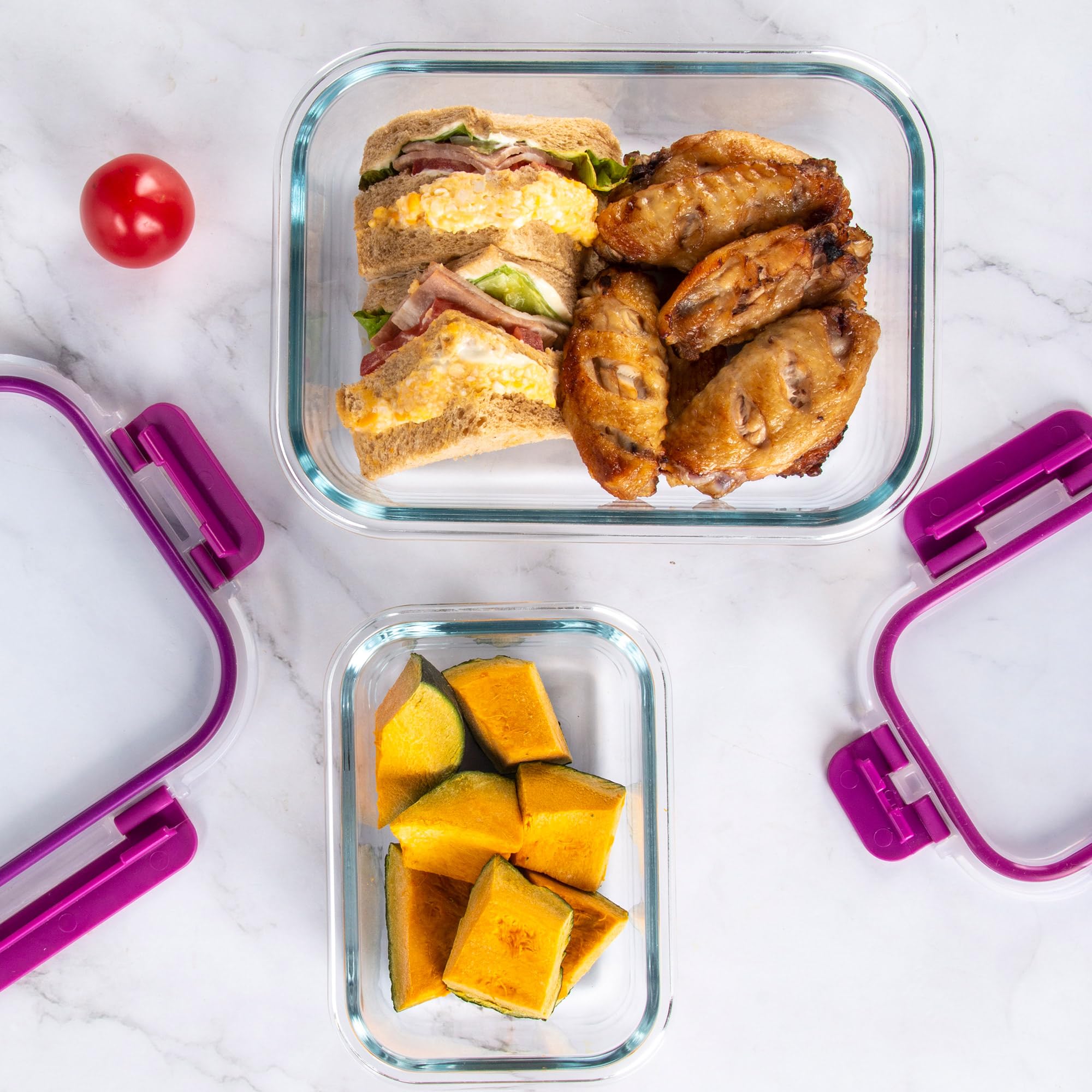 C CREST 12-teiliges Meal Prep Glasbehälter-Set mit Deckel, ideal für die Aufbewahrung und Frische, verschiedene Größen und Formen für ultimative Organisation | Ideal für die Aufbewahrung und Frische von Lebensmitteln, verschiedene Größen und Formen, ultim