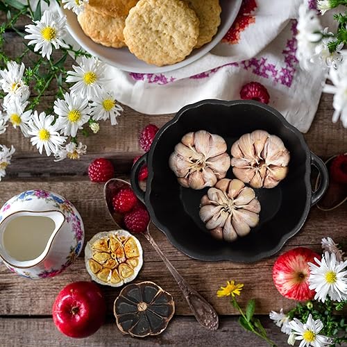 Miniatura 5 de Tostador de ajo, asador de ajo de hierro fundido para parrilla del horno, sirve ajo asado fresco para cocina al aire libre, utensilios de cocina,