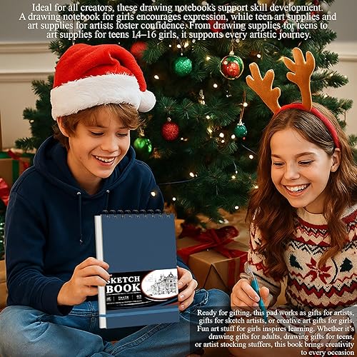 Miniatura 8 de Ankkol Cuaderno de bocetos pequeño de 5 x 7, 100 hojas en espiral, 68 libras3.53 ozm, mini cuaderno de bocetos rígido, cuaderno de dibujo plano y