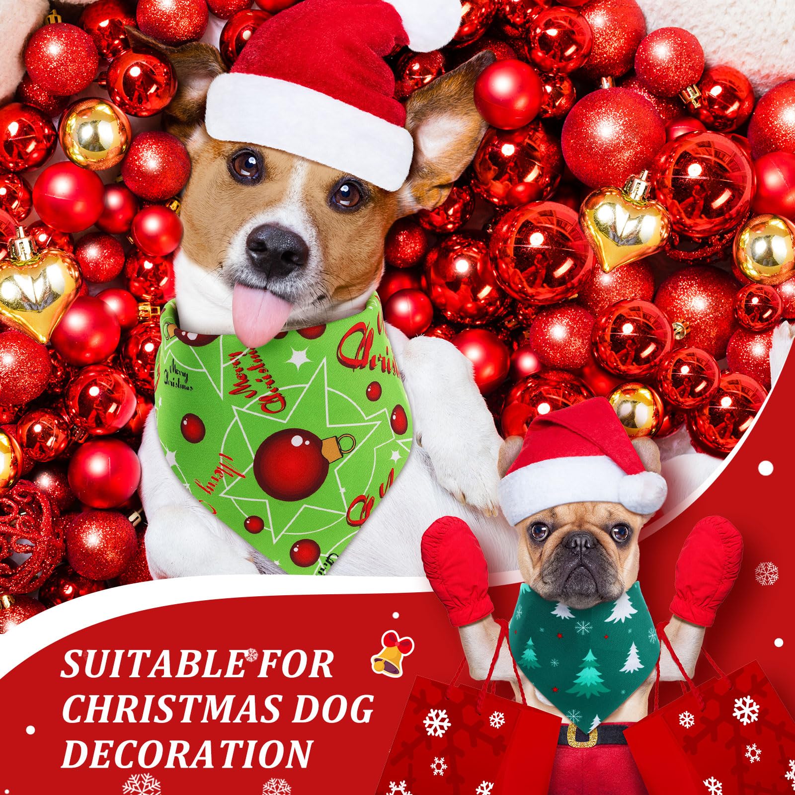 Preboun Weihnachts-Hundehalstücher für Hunde, 200 Stück, Grün und Rot, Hundehalstücher für Weihnachten, Welpen, kleine und große Hunde, Kostümzubehör (klein)