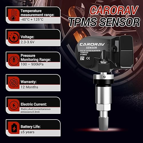 Miniatura 6 de TPMS Sensor GM, paquete de 4 sensores de presión de neumáticos de repuesto para GM Chevy GMC Cadillac Buick, 315MHz OE reemplazos # 13586335,
