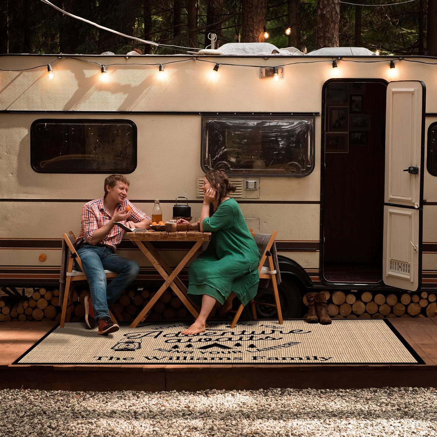 Custom RV Rug Home is Where You Adventure Awaits Outdoor Rug for Camping Trailer Decor 55 x 95 Inch RV Patio Mats, Floor Mat, Camping Rugs, Style-4