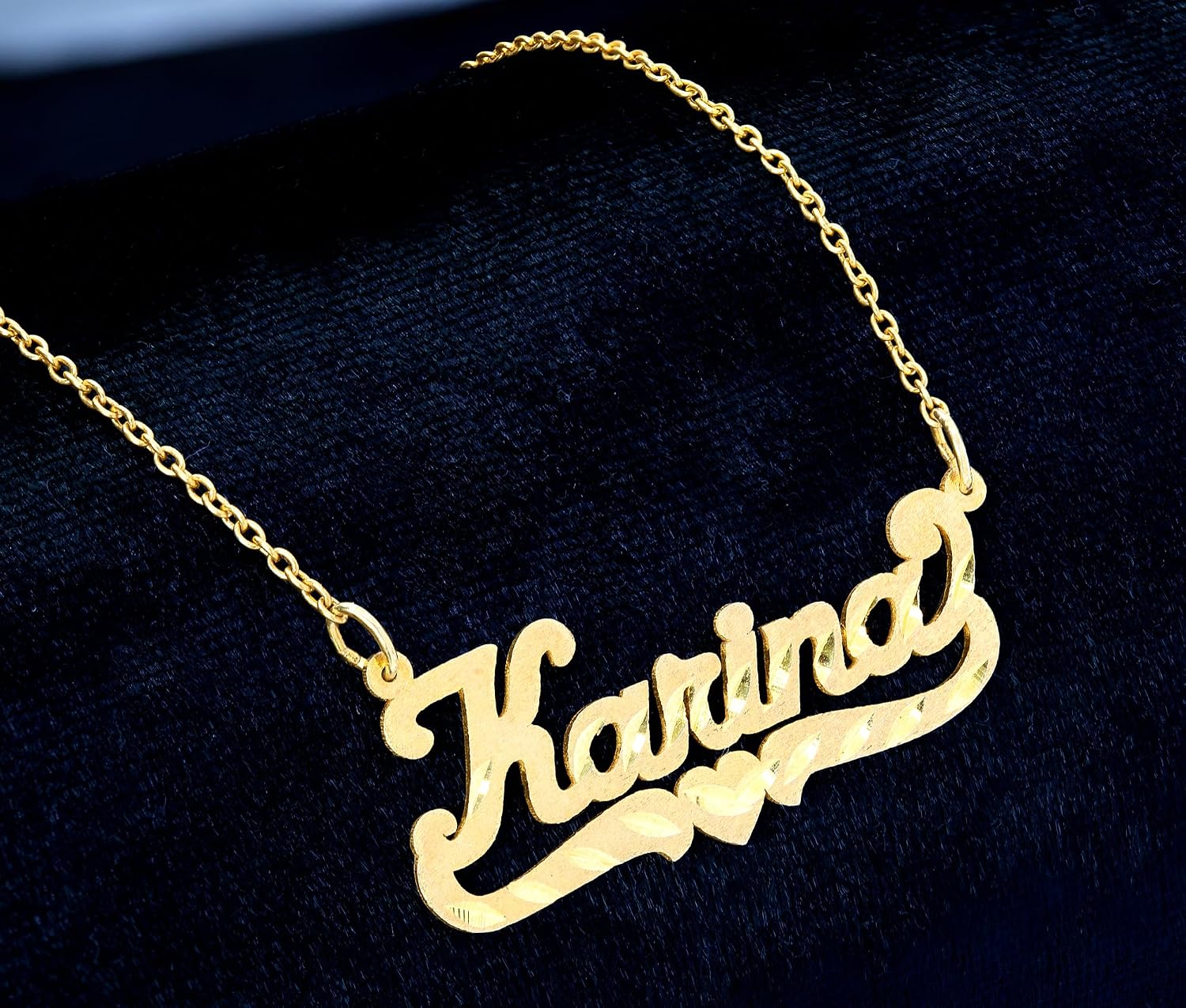 JAY AIMEE Elegant Designs 14K Gold Sterling Silver Personalized Script Nameplate Necklace - Single Nameplate Necklace - Customizable Handcrafted Jewelry for Women, Customized Name Word Necklace