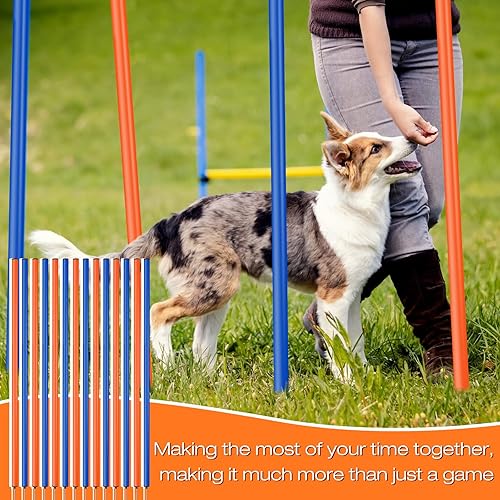 Miniatura 6 de 24 bastones de entrenamiento de agilidad para perros de 45 pulgadas, tejidos, juego de obstáculos de entrenamiento de agilidad para perros con 2