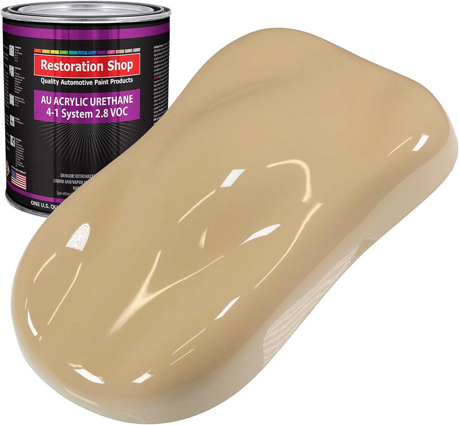 Restoration Shop - Shoreline Beige Acrylic Urethane Auto Paint - Quart Paint Color Only - Professional Single Stage High Gloss Automotive, Car, Truck Coating, 2.8 VOC
