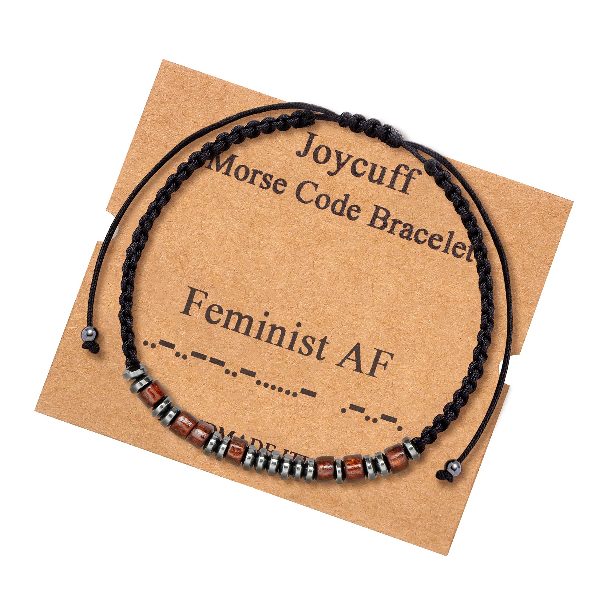 JoycuFF Inspirational Morse Code Bracelet Motivational Secret Message Wood Beads with Cord Jewelry for Women Unique Birthday Mother's Thanksgiving Day Gifts for Best Friend Mom Sister Daughter