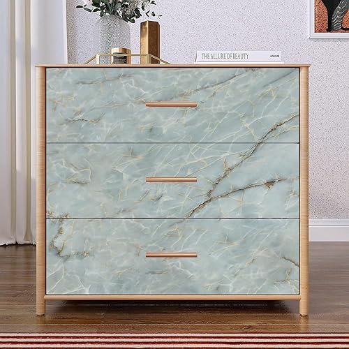 Miniatura 4 de Yancorp Papel de contacto verde y blanco extraíble, encimeras de despegar y pegar, papel tapiz de mármol impermeable, autoadhesivo para despegar y