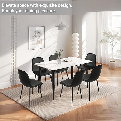 Miniatura 11 de CangLong - Silla de respaldo y asiento acojinado para silla, comedor. Marrón oscuro,Negro -,Mesa gris claro + 4 sillas marrón oscuro