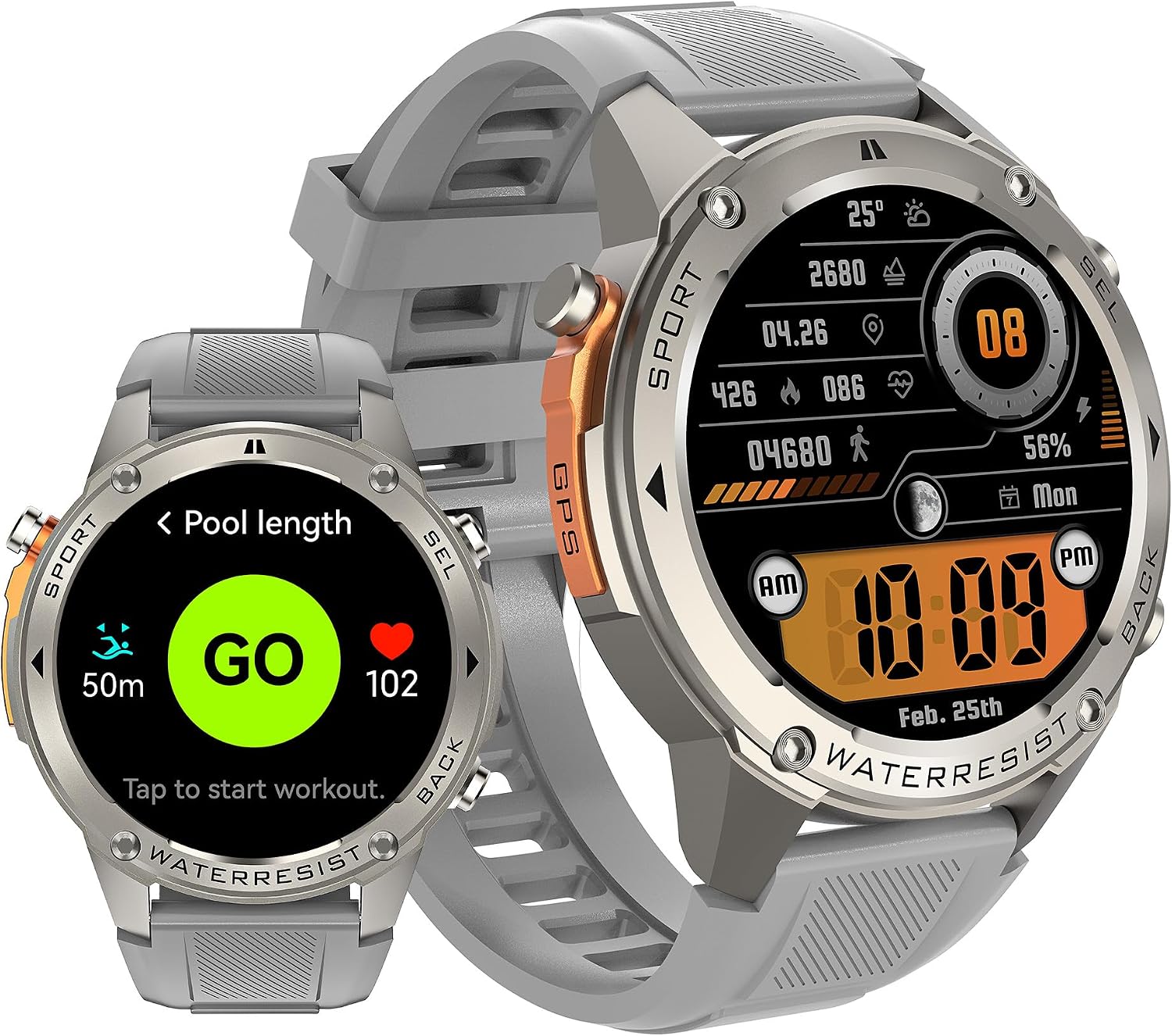 2026 GPS Smartwatches, 1.43” AMOLED Always-On Display, 5ATM Swimming Waterproof, 170+ Sports Mode, 500mAh Battery, Make&Answer Call Smart Watches for Man, Fitness Watches for iOS and Android (Black)