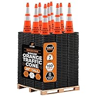 Vista 9 de Xpose Safety Conos de tráfico naranjas de 28 pulgadas con collares de 6 y 4 pulgadas, 1 paquete – Cono de seguridad de plástico PVC multiusos