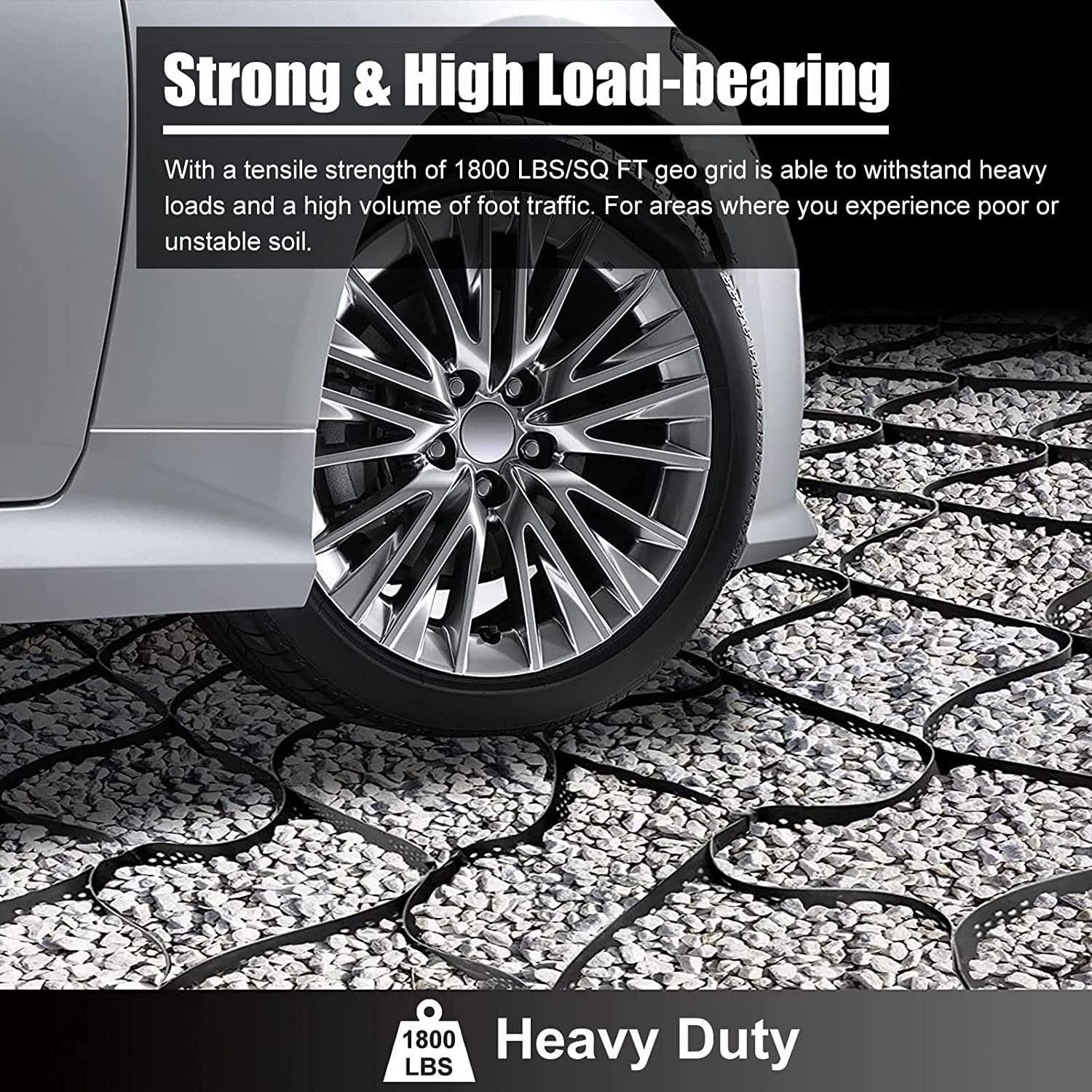 Gravel Grid System, Permeable Gravel Decomposed Granite Stabilizer?Garage Walkway Parking Ground Stabilization Grid?Polyethylene Geo Grid for Filled with Soil, Gravel, Concrete, Grass, Sand ( Size : 2