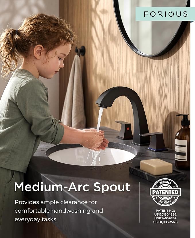 Grifería de baño 3 Huecos 20 cm Negro Mate miniatura 5