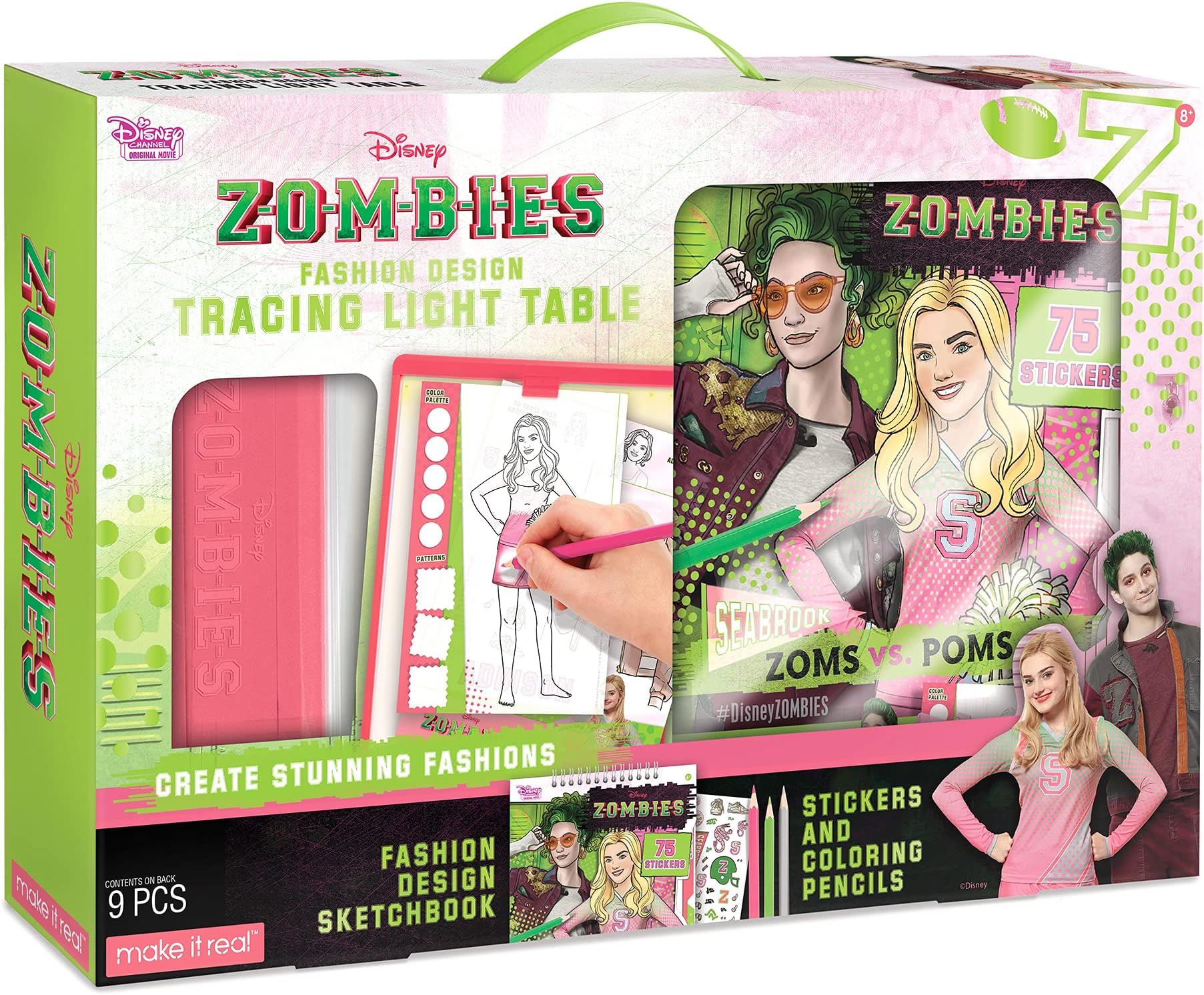 Disney Zombies Fashion Design Light Table - Fashion Design Tracing Light Box or Kids - Includes Tracing Light Table, 3 Colored Pencils, Tracing Pages, Sketchbook, & Stickers