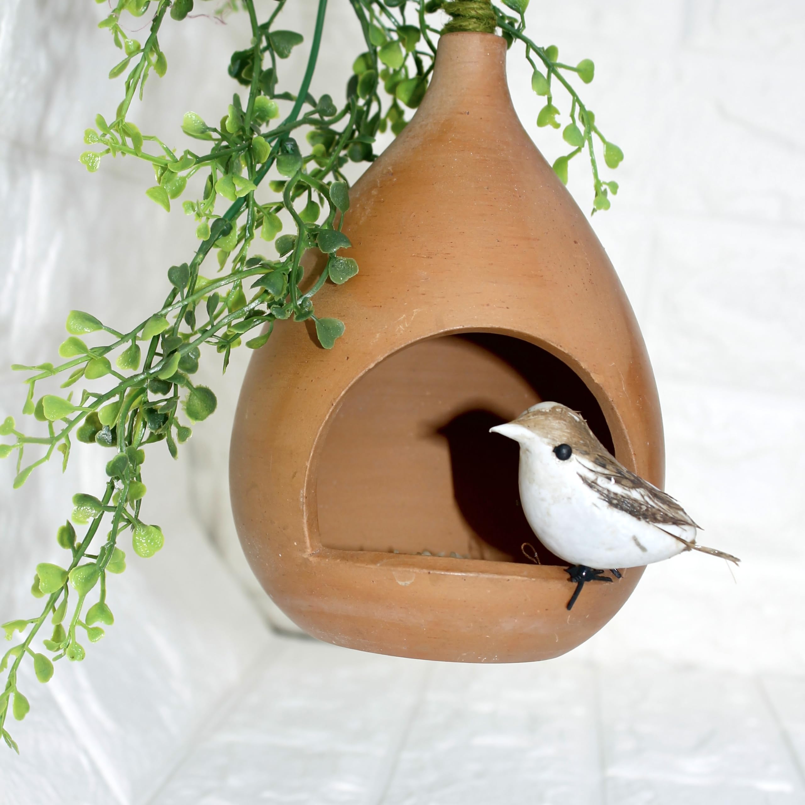 Terremaati Clay Hanging Bird Feeder for Sparrow, Pigeon, Squirrel, Parrot - Backyard Hanging Serving Bowl/Food Container for Birds, Tree and Balcony Hanging Bird Feeder (Pack of 1, Skin Color) (B0C1N5P783) Amazon Price History, Amazon Price Tracker