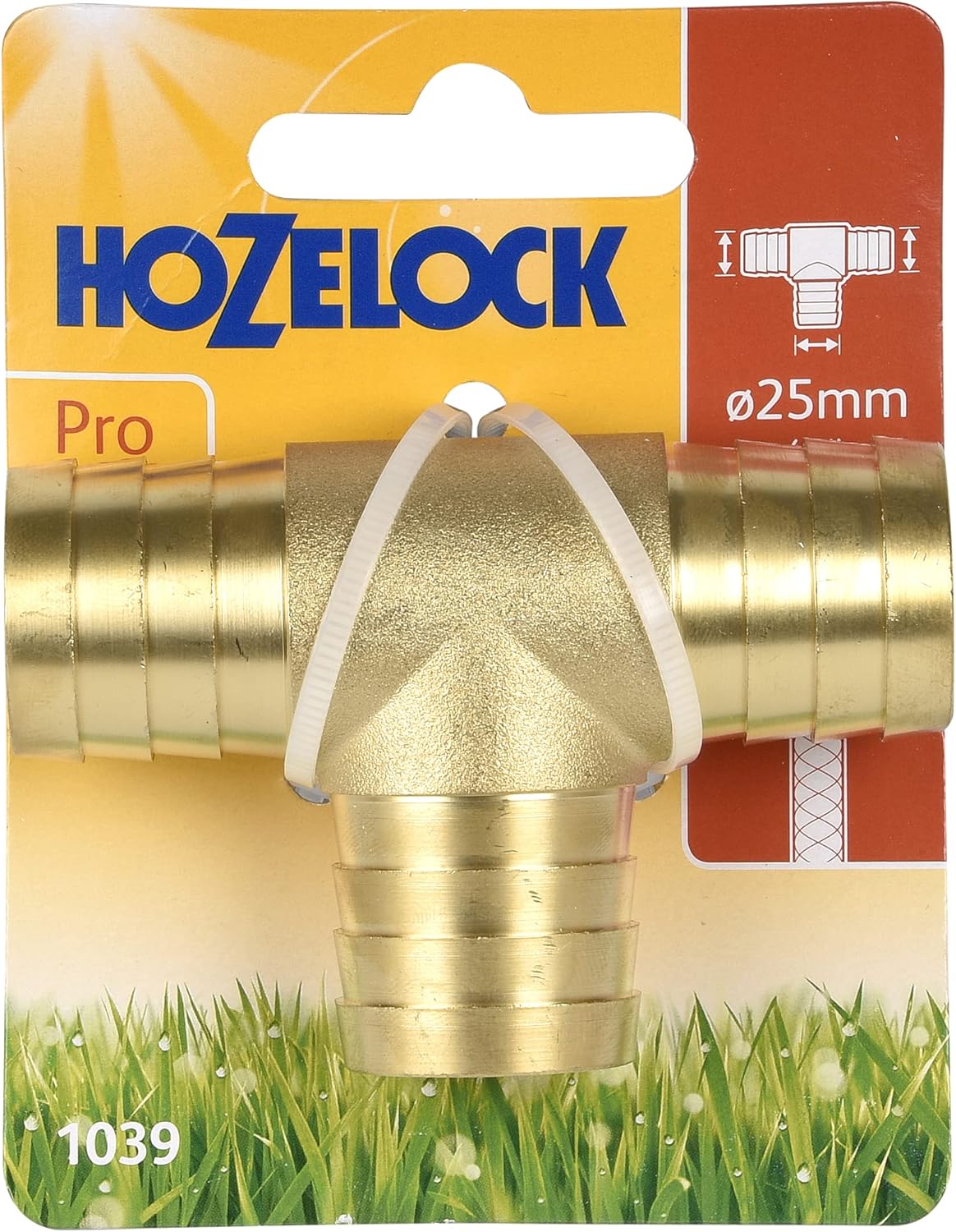 Hozelock Tricoflex 1039 0000 Brass Tee Fitting Diameter 25 mm, Gold, 11 x 8.5 x 3.1 cm