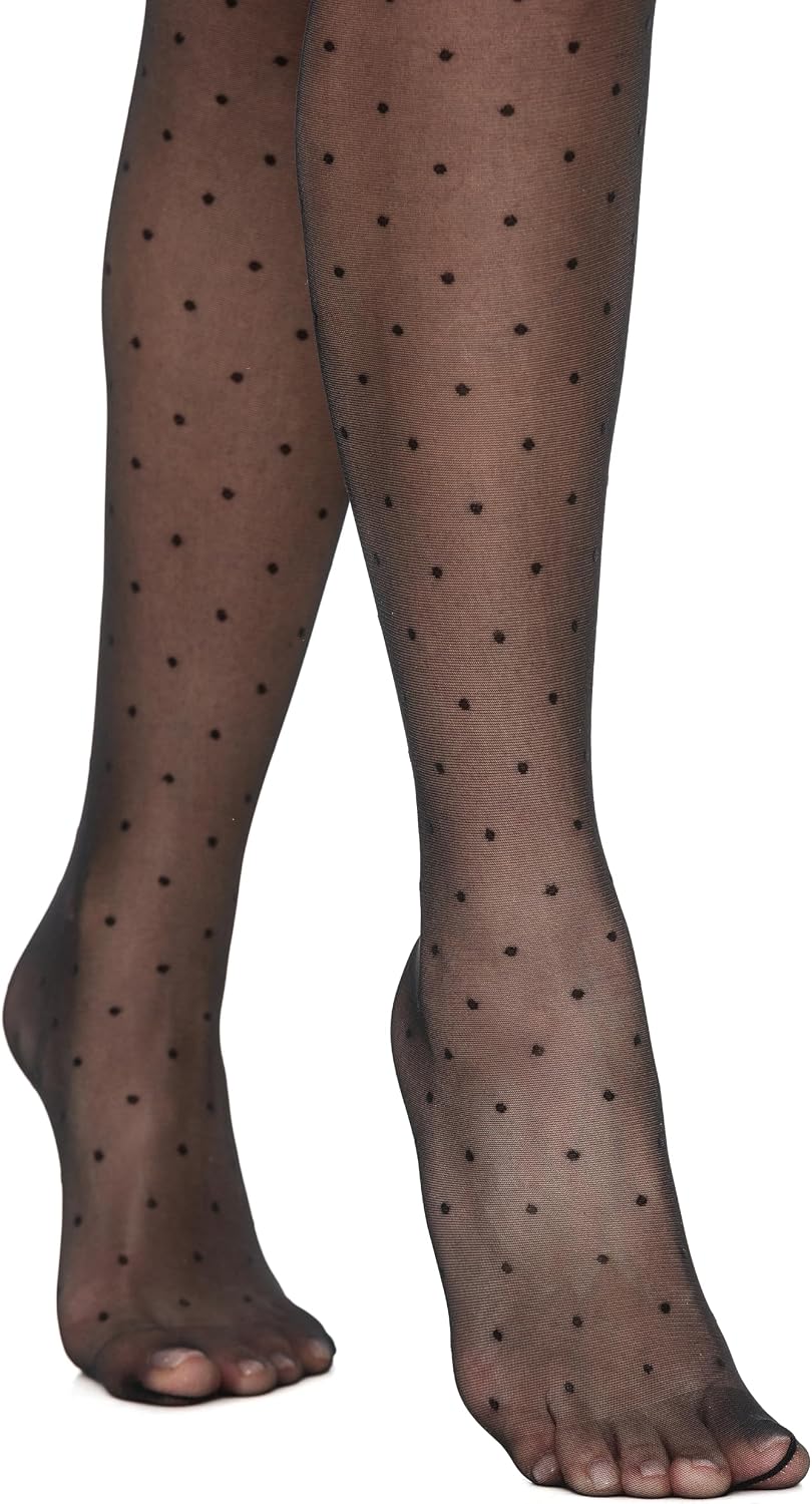 Veluk 20D Polka Dot Tights for Women Patterned Sheer Dotted Pantyhose