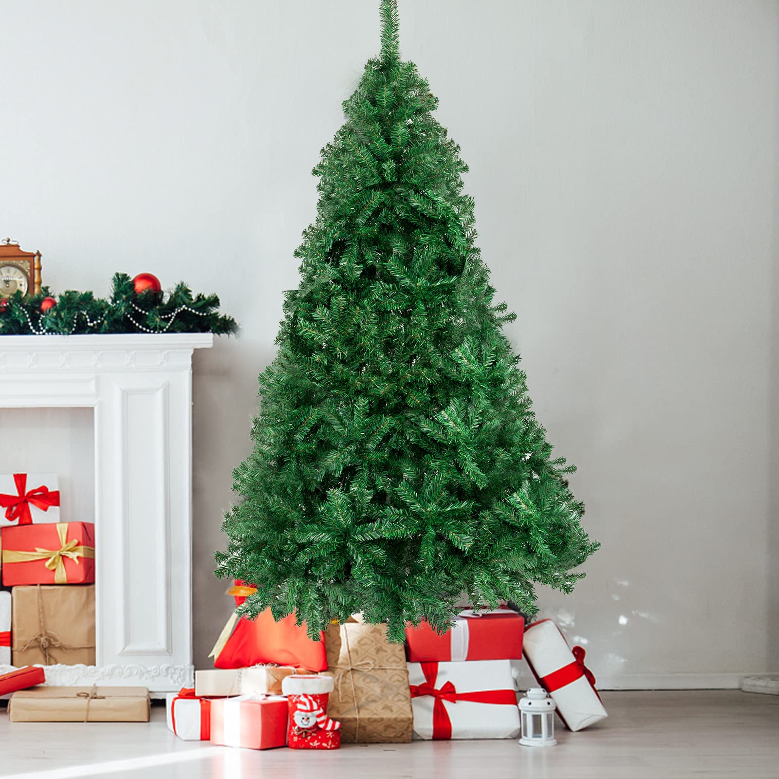 CVHfhjTG christmas tree, Spray White Snow Dusted Artificial with Branch Tip and Foldable Metal Stand, for Home, Outdoor(Green,6FT)