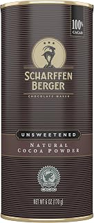 Scharffen Berger Natural Unsweetened Cocoa Powder 6oz - Premium Artisan Cocoa for Rich Baking & Hot Chocolate