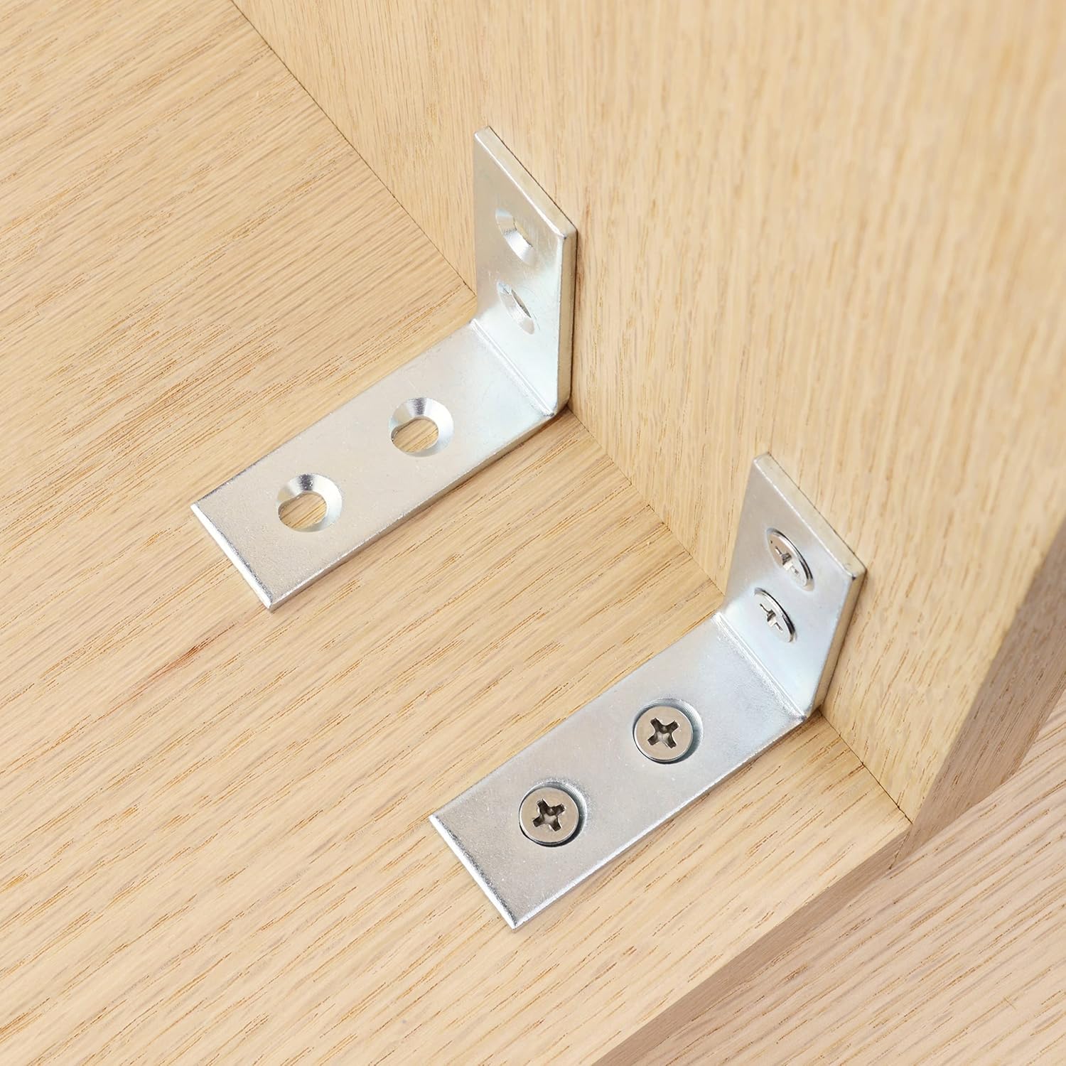 Clamping L Bracket | 2" x 2" | Corner Steel Bracket Brace Repair Tabletop, Panel Support | Galvanized Wood Shelf, Shelving Connecting | Clamp Fastener Draw Bolt Joint Furniture Woodworking (16)