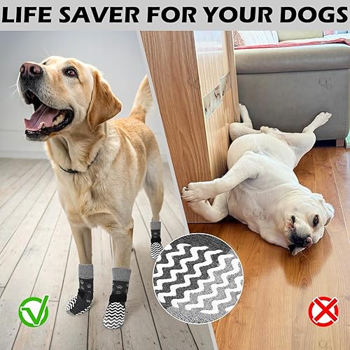 Miniatura 3 de EXPAWLORER 6 piezas de calcetines antideslizantes para perros para evitar que lamen las patas, zapatos de perro para el invierno, botas de perro de