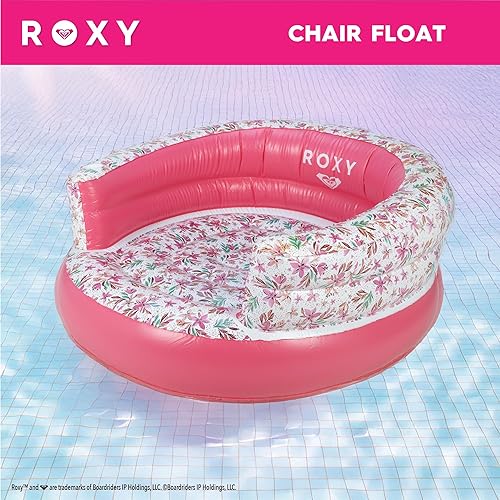 Miniatura 3 de ROXY Flotador de silla de piscina floral blanca  Tumbona inflable de lujo con respaldo y soporte para tazas, duradera y cómoda silla de piscina para