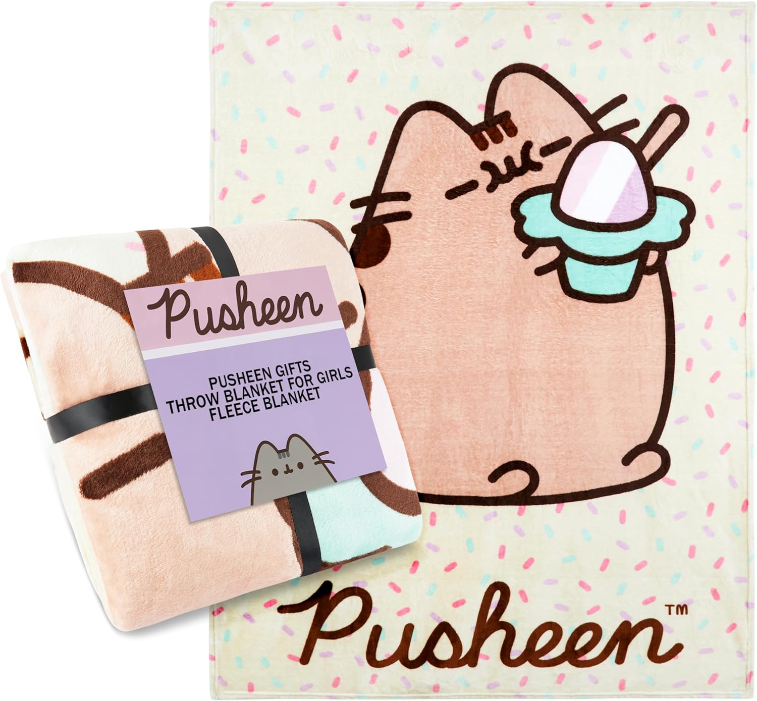 Get Trend Pusheen Throw Blanket, 51x59 inch, Soft, Plush Fleece Blanket for Bed, Couch, Lightweight, Fuzzy Throws, for Her