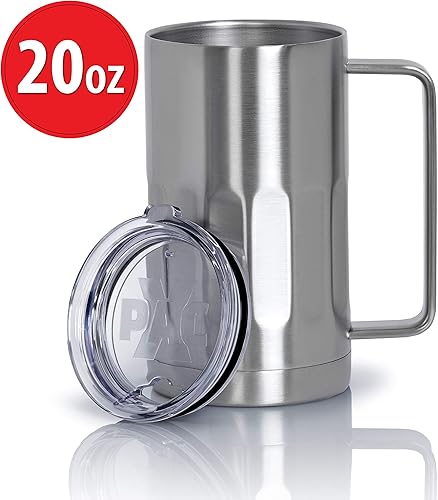 Miniatura 2 de Maxam - Taza de cerveza de acero inoxidable con tapa, 20 onzas, doble pared, aislada al vacío, taza de cerveza – inastillable y resistente a