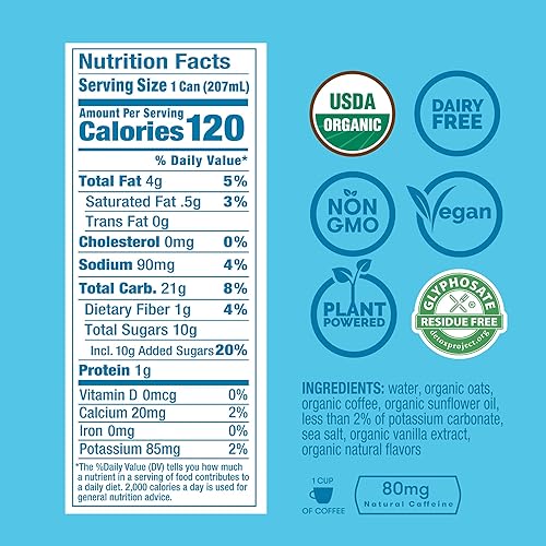 Miniatura 2 de RISE Brewing Co.  Café de infusión fría Nitro con leche de avena y vainilla, sin azúcar añadida y sin lácteos, orgánico y sin OMG  Baja acidez y