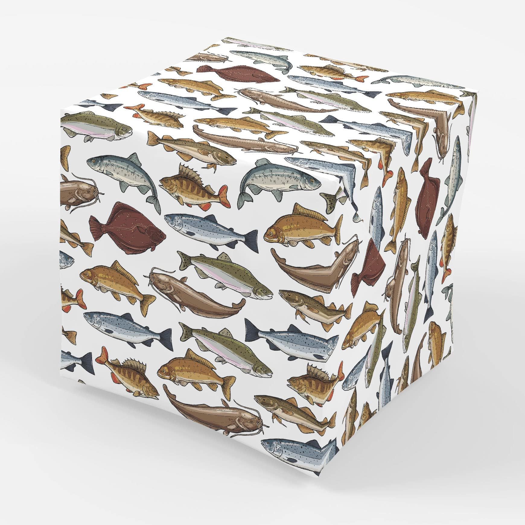 Stesha Party Fishing Gift Wrap Fish Wrapping Paper Men - Folded Flat 30 x 20 Inch - 3 Sheets