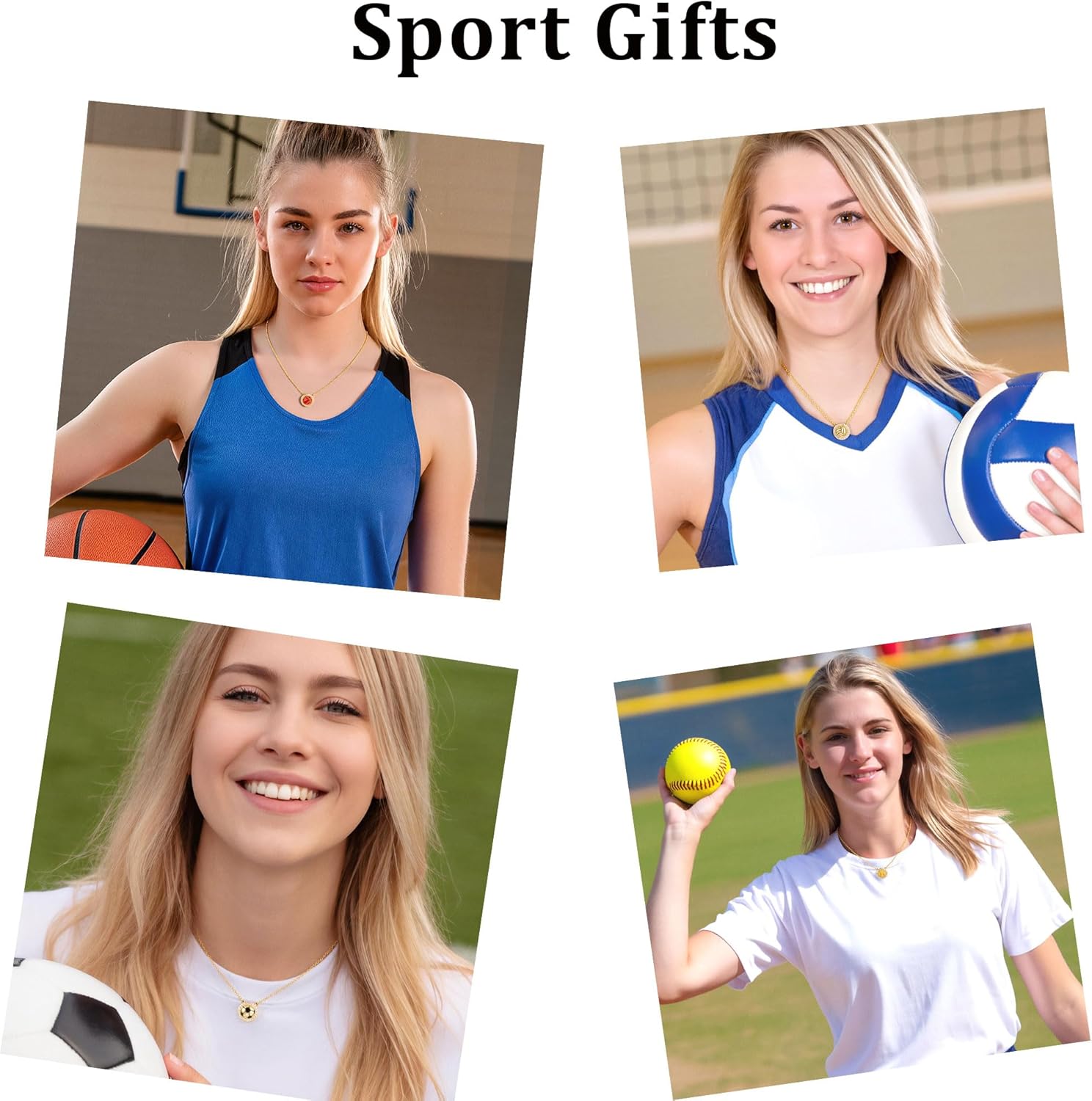C-leen Softball/Soccer/Volleyball/Basketball Necklace Gifts for Girls Women, 18K Gold Filled Softball/Soccer/Volleyball/Basketball Pendant Necklace Teen Girls Gifts for Girl Women - Image 5