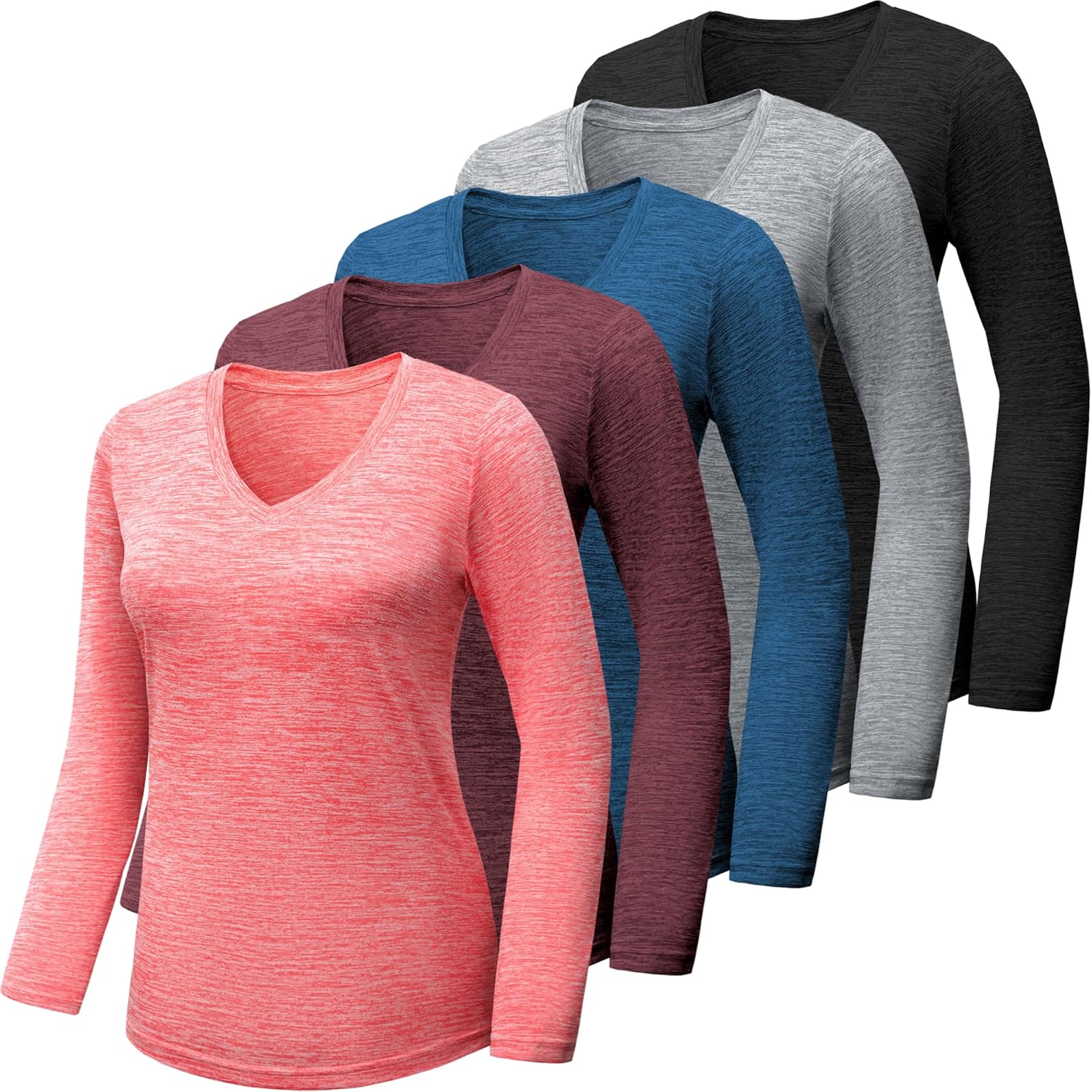 BALENNZ Long Sleeve Workout Shirts for Women V Neck Moisture Wicking Quick Dry Gym Athletic Top Shirts